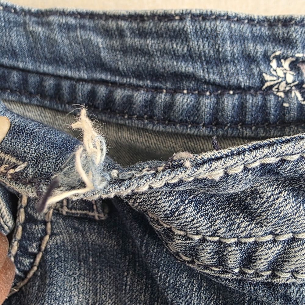Paisley Sky Women Blue Denim Jeans Pants Bootcut Y2K Sz 18W Embellished Pockets - Picture 4 of 8